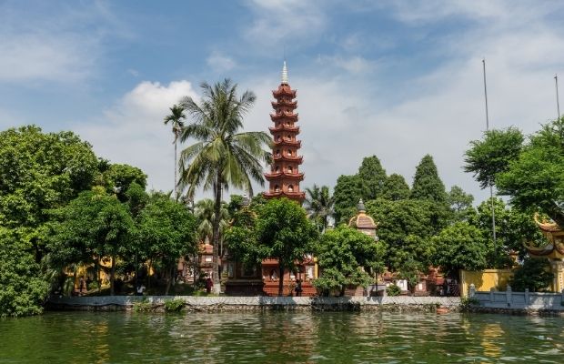Tran Quoc Pagoda at Hanoi West Lake